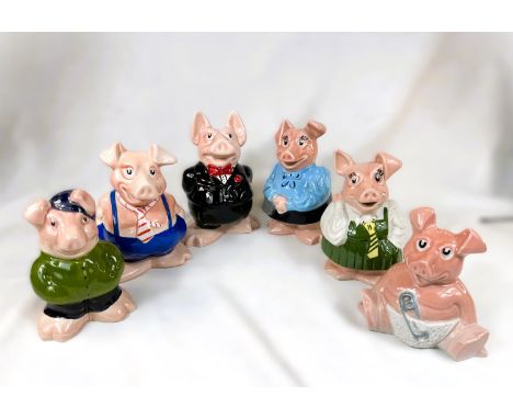 A set of 6 Wade Nat West Piggy banks, the family of five plus Cousin Wesley