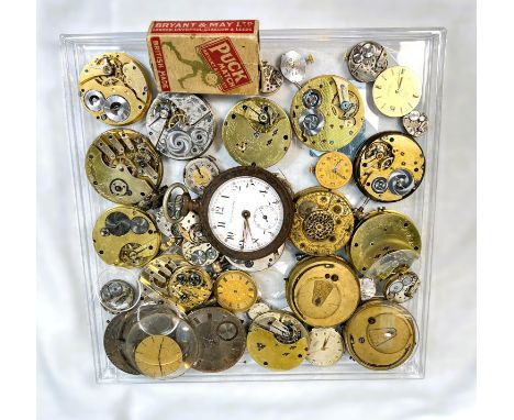 A selection of vintage pocket and other watch movements, etc.