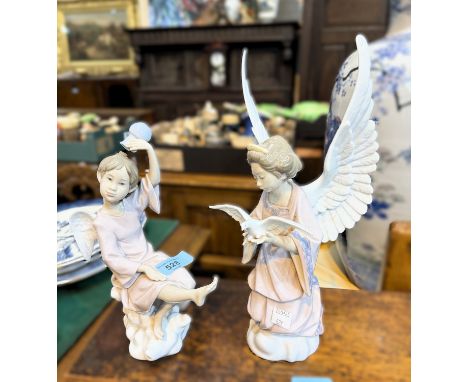 Lladro figures, Summer Angel, no. 6148, and Angel of Peace, no. 6131. Condition report: Both in good condition. WE TAKE GREAT