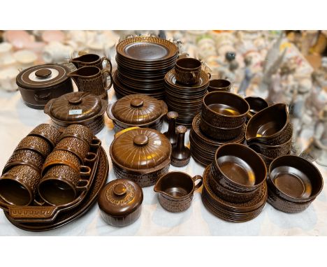 A large mid 20th century Wedgwood Pennine stone ware dinner and tea service.
