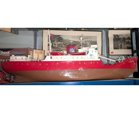 A large scale model ship, John Pisco tanker and a U-boat model