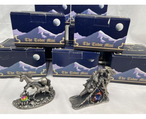 The Tudor Mint, Myth &amp; Magic boxed pewter figures, 9 in total: 3847, 3807 etc.