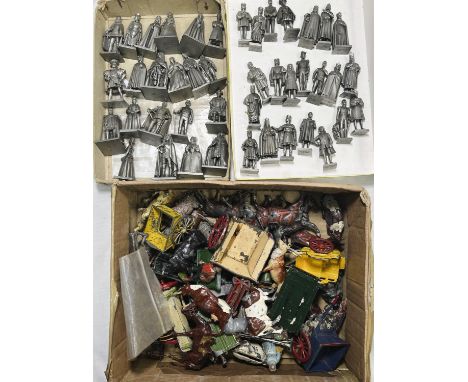 A set of Franklin Mint Kings and Queens of the UK 43 and vintage farm animals.
