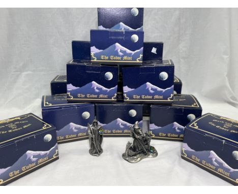 The Tudor Mint, Myth &amp; Magic boxed pewter figures, 14 in total: 3198, 3860, 3867, 3811 etc.
