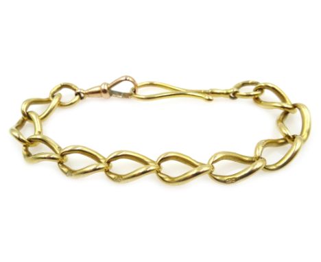 18ct gold link chain bracelet, hallmarked Condition Report Approx 23.7gm, rose gold clip stamped 9ctClick here for further im
