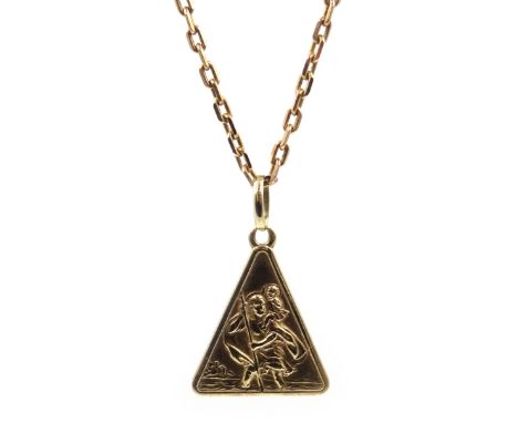 9ct yellow gold St Christopher pendant hallmarked, on rose gold chain stamped 375 Condition Report Approx 16.2gm, chain lengt