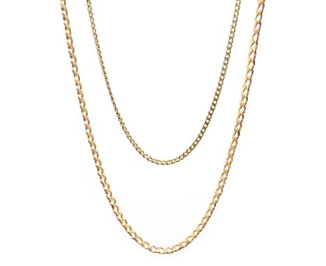 Two 9ct gold chain link necklaces hallmarked Condition Report 7.3gmClick here for further images, condition, auction times & 