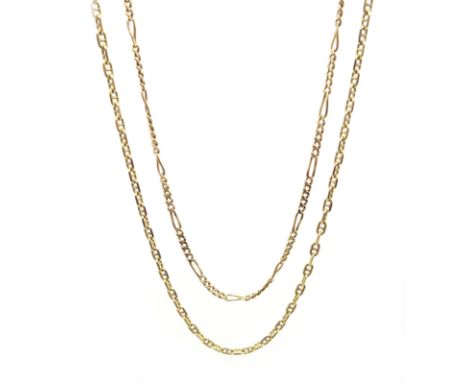 Two 9ct gold fancy link chain necklaces, hallmarked  Condition Report 8.8gm, both 44cmClick here for further images, conditio
