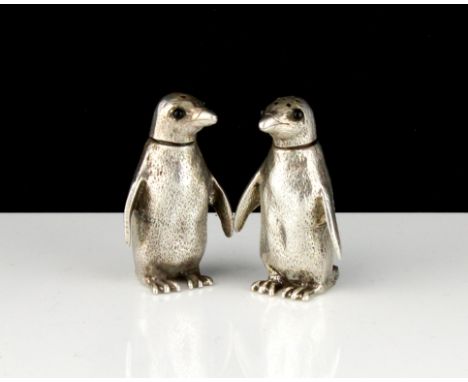 An pair of vintage novelty Sterling Silver penguin salt &amp; pepper pots by William Comyns &amp; Sons Ltd, London 1961-62 ea