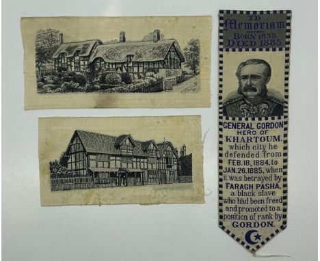 Two Stevengraphs and a silk bookmark to commemorate General Gordon Hero of Khartoum. UK P&amp;P Group 1 (£16+VAT for the firs