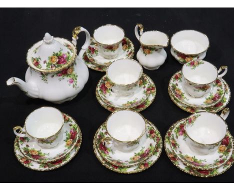 Royal Albert tea service in the Old Country Roses pattern of twenty one pieces, all seconds quality, minor signs of use but n