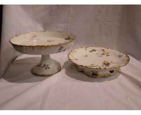 Late 19th/early 20th century French comport and footed plate, chip to rim of plate. UK P&amp;P Group 3 (£30+VAT for the first