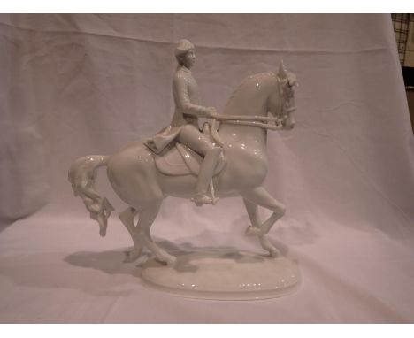 Wien Lipizzaner (Vienna) white porcelain figure of Napoleon on horseback, no cracks or chips, H: 25 cm. UK P&amp;P Group 3 (£