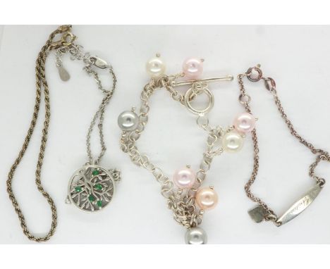 Four 925 silver bracelets, largest L: 18 cm. UK P&amp;P Group 1 (£16+VAT for the first lot and £2+VAT for subsequent lots) 