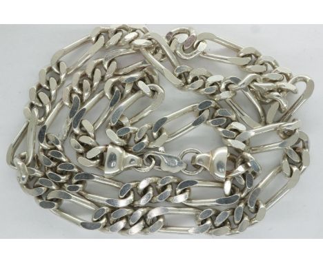 925 silver Figaro neck chain, L: 48 cm. UK P&amp;P Group 1 (£16+VAT for the first lot and £2+VAT for subsequent lots) 