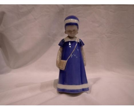 Bing &amp; Grondahl figurine of a girl with satchel, no cracks or chips, H: 18 cm. UK P&amp;P Group 1 (£16+VAT for the first 