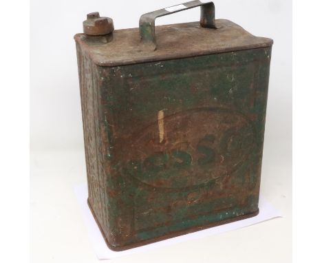Vintage Esso petrol can with brass cap. UK P&amp;P Group 2 (£20+VAT for the first lot and £4+VAT for subsequent lots) 
