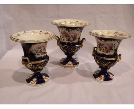Pair of 19th century Davenport style urns, H: 13 cm, with a larger example, damages throughout. UK P&amp;P Group 2 (£20+VAT f