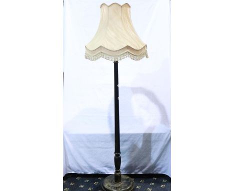 Early 20th century Japanned standard lamp with shade, overall H: 190 cm. All electrical items in this lot have been PAT teste