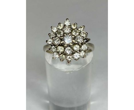18CT WHITE GOLD DIAMOND CLUSTER RING, size O, 5.7gmsProvenance: deceased estate Conwy