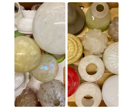 ASSORTMENT OF 25 GLASS LIGHT SHADES, 19th century and later including some globularProvenance: private collection Conwy
