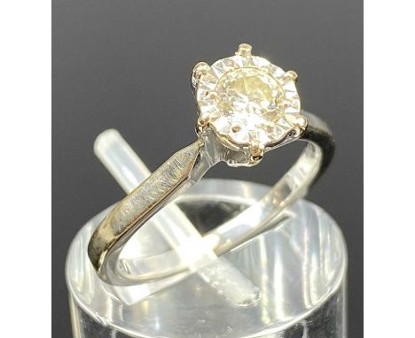 18CT WHITE GOLD DIAMOND SOLITAIRE RING, illusion set, approx 0.34ct, size J-K, 3.1gmsProvenance: private collection Conwy