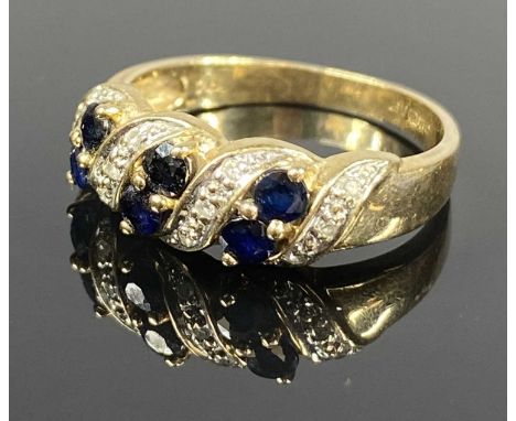 9CT GOLD SAPPHIRE & DIAMOND RING, size N, 2.5gmsProvenance: private collection Conwy