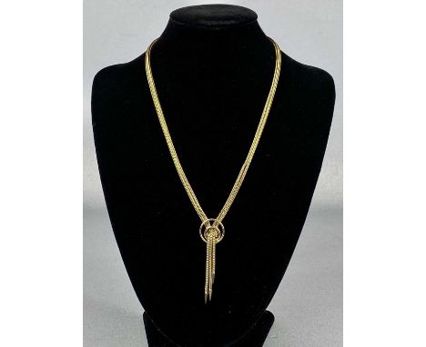 9CT GOLD TWIN STRAND NECKLACE having graduated double ring terminal, 41cms (l), 13.2gmsProvenance: deceased estate Conwy