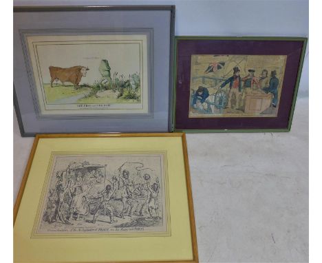A collection of three prints, to include a 19th century print published by Thomas Tegg, 'Making a Compass at Sea or the Use o