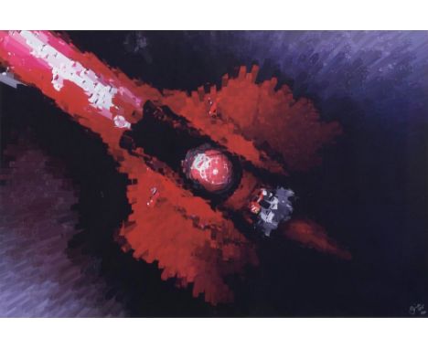 Simon Loasby (1968). Formel 1 - Rot. Giclée-Print, 46 x 70 cm, r. u. handsign. und dat. Simon 2005 sowie num. 3/100, unter Pa