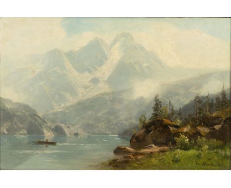 Carl Schultze (Düsseldorf 1856 - Düsseldorf 1926). See im Hochgebirge. Öl/Lw. 32,5 x 48,5 cm. R. u. sign. Carl Schultze Df.  