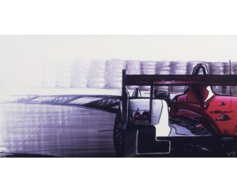 Simon Loasby (1968). Audi-Rennwagen von hinten. Giclée-Print, 38 x 70 cm, r. u. handsign. und dat. Simon 2005 sowie num. 2/10