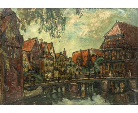 Arthur Illies (Hamburg 1870 - Lüneburg 1952). Rauschebrücke. 1924. Öl/Karton. 50 x 68 cm. R. o. sign. und dat. Arthur Illies 