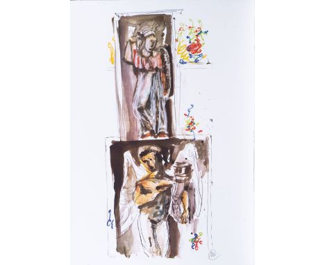 Markus Lüpertz (Liberec 1941). Hommage à Schinkel. Farboffset. 98,5 x 68,5 cm. Ungerahmt. R. u. mit Bleistift sign. ML und l.