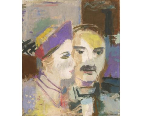 Erich Hartmann (Elberfeld 1886 - Hamburg 1974). Zwei Köpfe. 1947. Tempera/Lw. 72 x 61 cm. R. u. sign. E. Hartmann, l. u. dat.