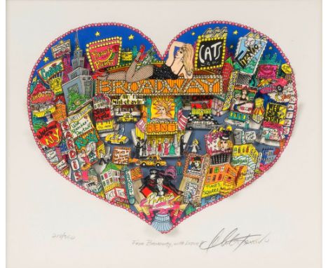 Charles Fazzino (New York 1955). From Broadway with Love. Farbsiebdruck in zwei Ebenen. 24 x 28 cm. R. u. mit Bleistift sign.