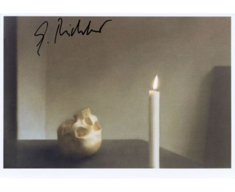 Gerhard Richter (Dresden 1932). Schädel mit Kerze. Farboffset, Kunstkarte. 10,5 x 14,5 cm. Ungerahmt. Li. o. handsign. G. Ric