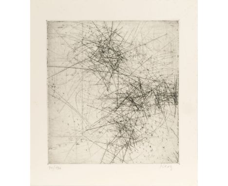 Lenz Klotz (Chur 1925 - Basel 2017). Linienkomposition. Kaltnadel. 32 x 29 cm. Ungerahmt. R. u. mit Bleistift sign. Klotz und