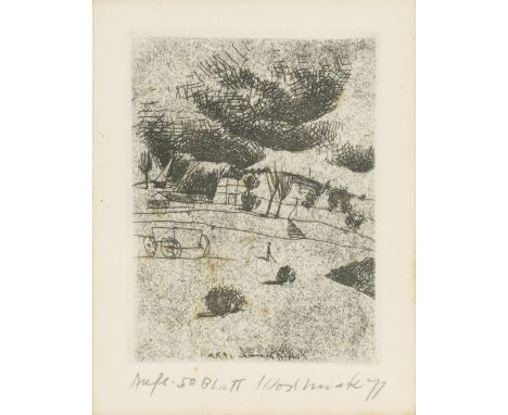 Horst Skodlerrak (Jugnaten/Memel 1920 - Travemünde 2001). Wolken über der Landschaft. 1977. Radierung. 8 x 6 cm. R. u. mit Bl