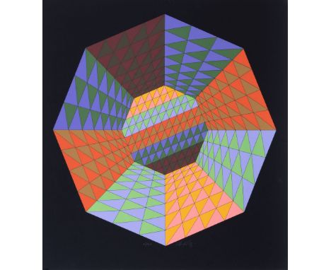 Victor Vasarely (Pécz 1908 - Paris 1998). Heisenberg. 1979. Farbsiebdruck. 65 x 60,5 cm. Ungerahmt. R. u. sign. Vasarely und 