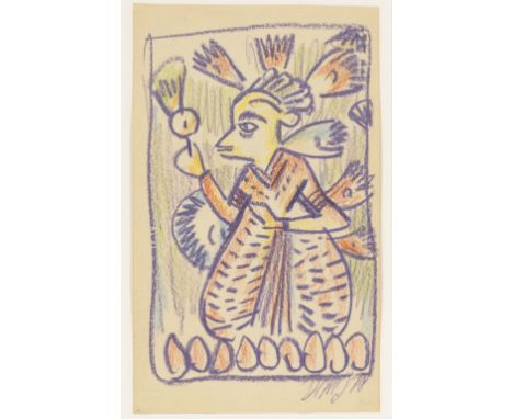 Dorothea Maetzel-Johannsen (Lensahn 1886 - Hamburg 1930). Balinesische Figur. 1918. Buntstiftzeichnung. 18,5 x 11,5 cm. Unger