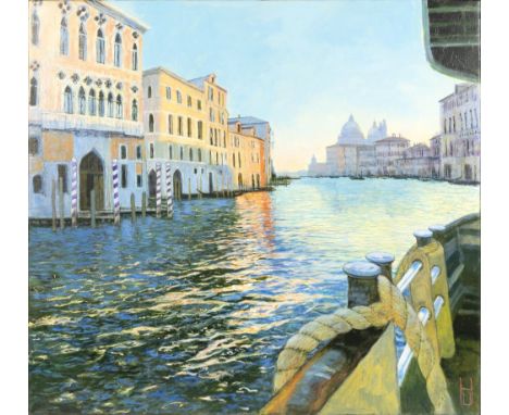 Uwe Herbst (Köln 1952). Blick aus dem Vaporetto. Acryl/Lw. 110,5 x 120 cm. Ungerahmt. R. u. monogr. UH.   - Deutscher Landsch