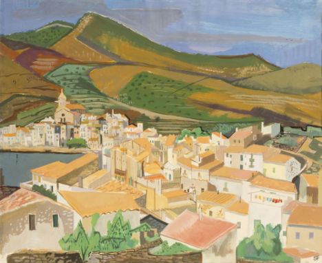 Hannes Schultze-Froitzheim (Wuppertal-Elberfeld 1904 - Kiel 1995). Cadaqués, Spanien. 1958. Gouache/Papier. 49 x 59 cm. Unger