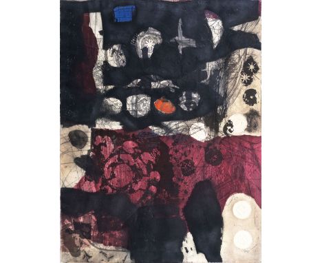 Antoni Clavé (Barcelon 1913 - Saint Tropez 2005). Evocacion. 1970. Farbcarborundum und Prägedruck. 76 x 56,5 cm. R. u. mit Bl
