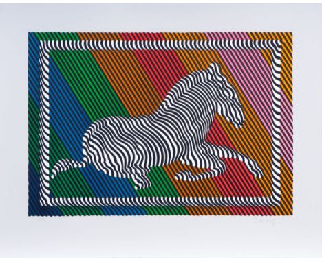 Victor Vasarely (Pécz 1908 - Paris 1998). Zebra. Farblithographie. 44 x 64 cm. Ungerahmt. R. u. mit Bleistift sign. Vasarely 