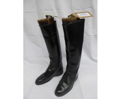 Pair of black leather hunting boots with Maxwell trees, size 6&nbsp;&nbsp;Estimate&nbsp; £50-60