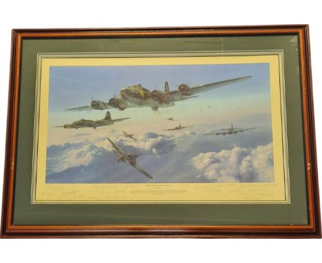 WW2 Print titled Schweinfurt - The Second Mission by Robert Taylor. Limited 23/125. Multi signed by the artist Robert Taylor 