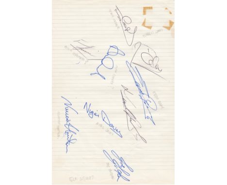 Autographed Leeds United 1970s Scrapbook Page : A Large Lined Page Taken From A Scrapbook And Superbly Signed In Blue Biro Pe