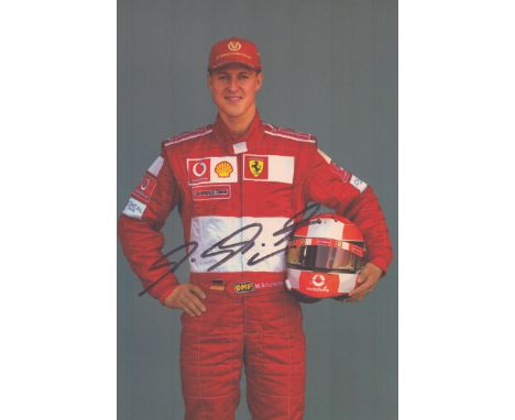 Michael Schumacher signed 7x5inch colour photo pictured during his time with Ferrari in Formula One. Good condition. All auto