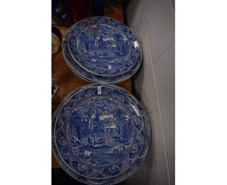 Six large decorative ceramic charger display plates by Cauldon in the blue moore design 2x 38cm and 4x 44cm